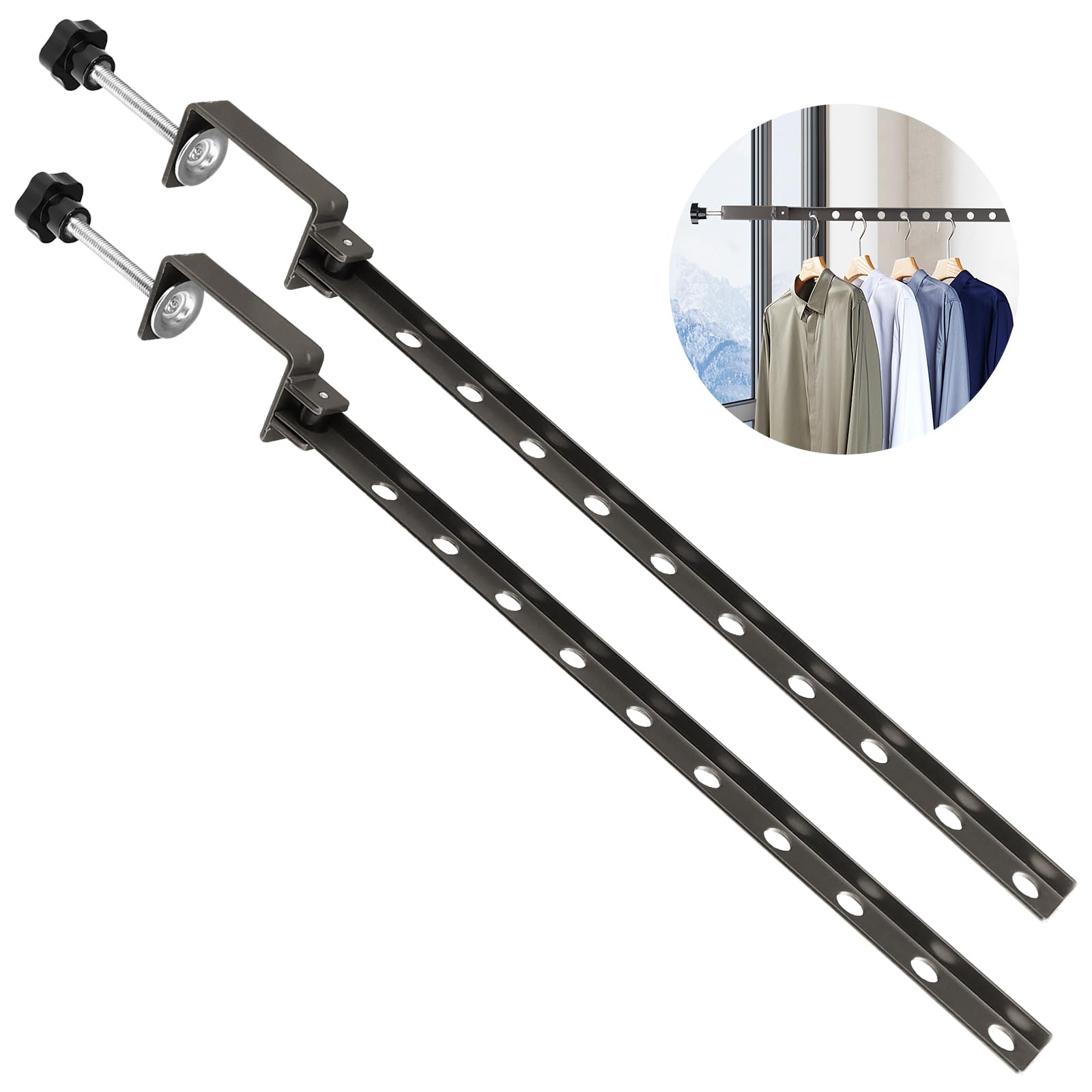 Modixun Clamp-on Clothes Drying Rack, No-Drill Foldable Laundry Clothing Drying Rack Wall Mounted, Indoor Outdoor Balcony Window Firm Steel Laundry Hanger Dryer Rack, 2 Pack