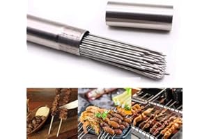 Stainless Steel Kabob Skewers - Heavy Duty Grill Sticks for Machine (Set of 20pcs + 1 Tube Storage)