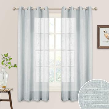 Ryb Home Semi Sheer Curtains For Living Room Rod Pocket Back