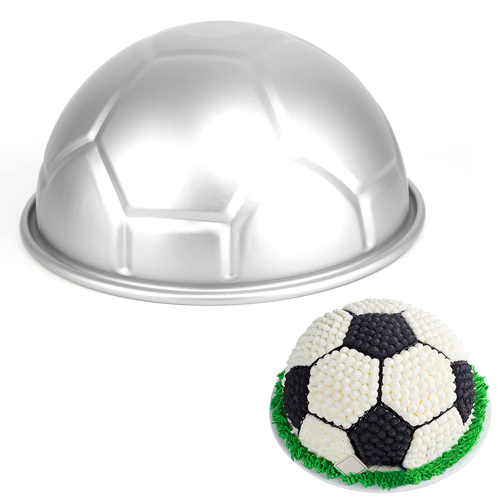 Photo 1 of 8 Inch Football Soccer Cake Pan - DIY 3D Aluminum Ball Cake Molds Nonstick Baking Tool