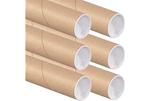 Aviditi RetailSource P2018K-6 Kraft Mailing Tubes with Caps, 2-Inch by 18-Inch (6 Tubes)