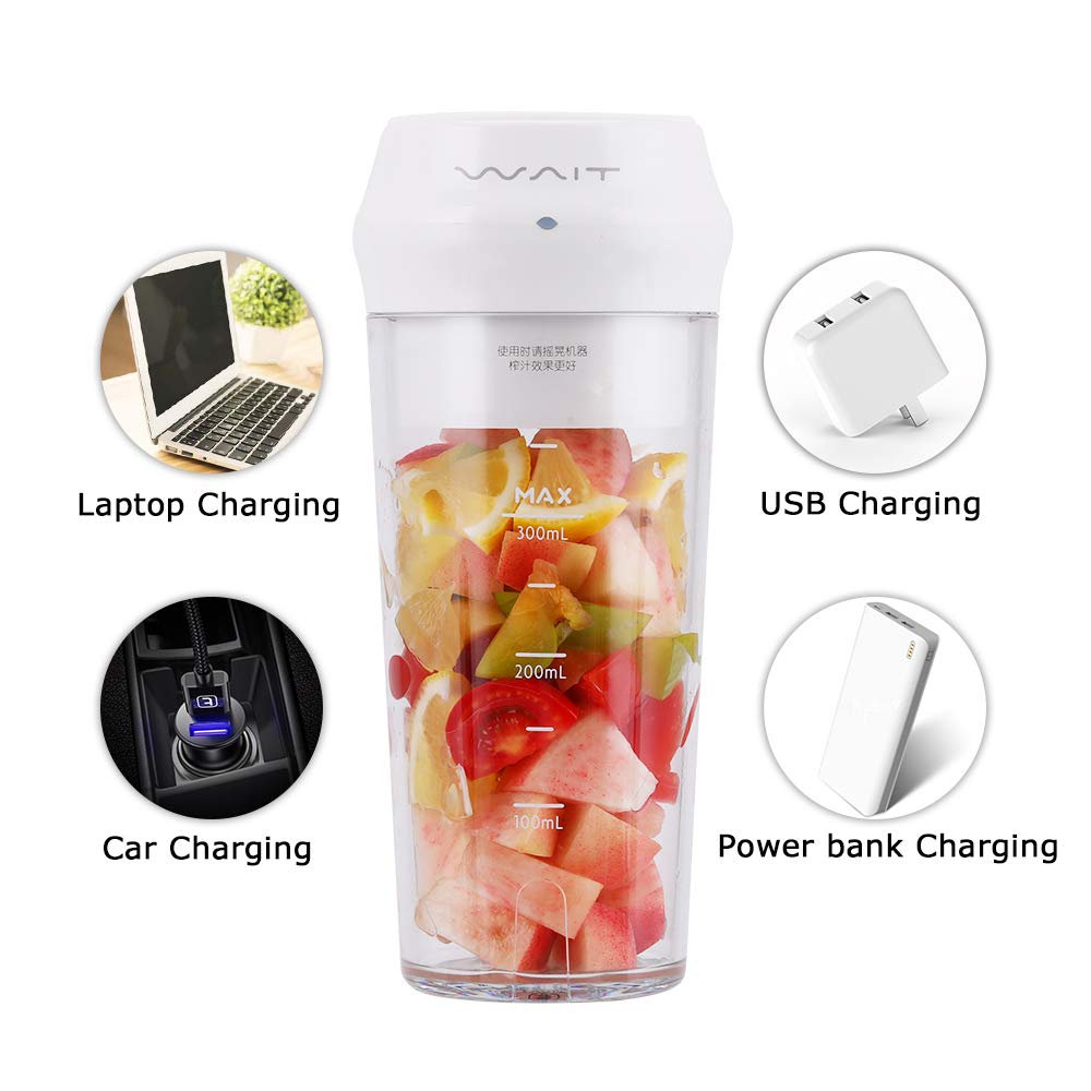 Portable Blender,Personal Blender with Filter for Shakes and Smoothie,Cordless Small Juice Cup Extractor, USB Rechargeable Juicer Detachable Fruit Mixer for Outdoor Travel Office Household Baby Food Maker (White)