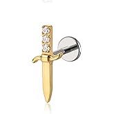 limerencia F136 Hypoallergenic Titanium Flat Back Stud,G23 Implant Grade Press Fit Threadless Earrings 20g 6mm 8mm Push Pin Tragus Cartilage Helix Conch Nose Piercing(1PC)