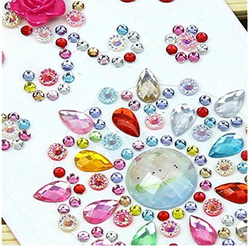 1480 Pieces Self-adhesive Craft Jewels, Morkia 8 Sheets Self-adhesive Rhinestone Stickers Stick-on Crystal Gem Sheets for DIY Crafts Decoration, Assorted Colors, Square, Round and Heart Shaped