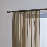 John Aird Lucy Voile Curtains Mocha 58x48 Panel Rod Pocket Slot Top view 2