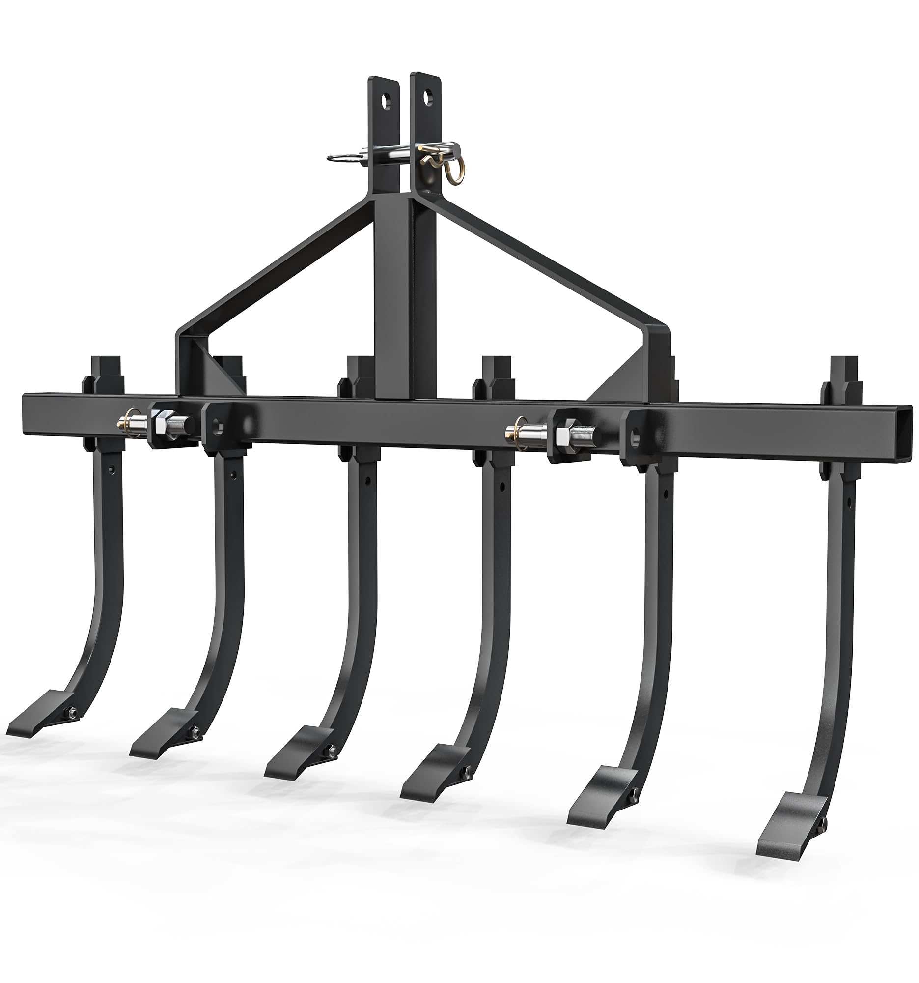 Photo 1 of **MISSING PARTS** YINTATECH Heavy-Duty 3 Point Chisel Plow Scarifier, Plow Scarifier Implement, Detachable Cultivator with 6 Scarifier Shank, 3 Point Scarifier for CAT1,Black