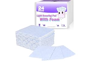 I-SPER 24 Pack Light Scouring Pad with Foam, Triple Cleaning Scrub Pad Singles Heavy Duty Household Non-Scratch Abrasive Hand Pad Multi Surface Magic Sponge Eraser Sheets for Home Surfaces Indoor Cleaning
