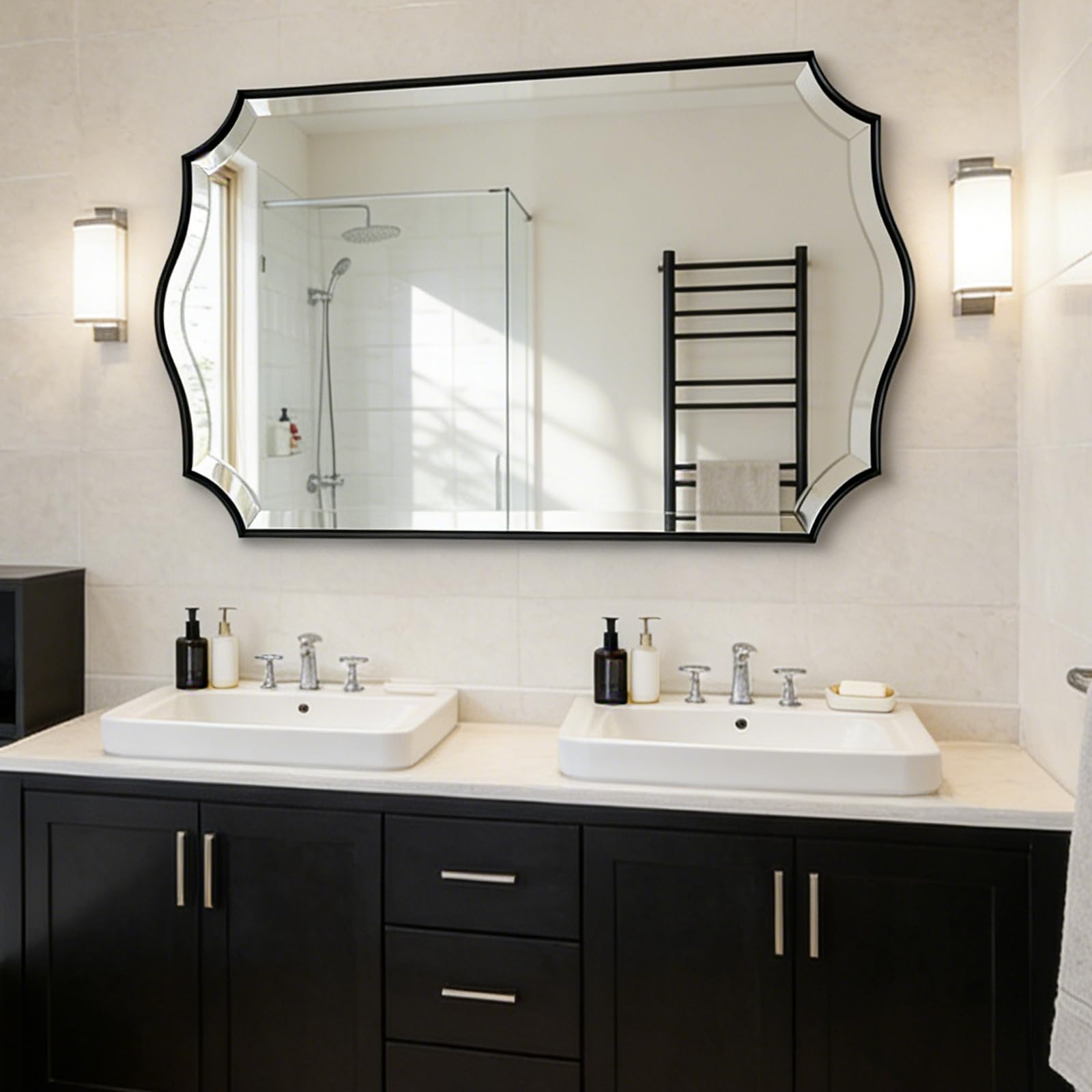 POZINO Scalloped Beveled Mirror, 30