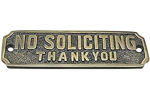 Adonai Hardware Small No Soliciting Brass Door Sign - Antique Brass