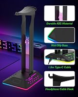 KALAHOL RGB Headphone Stand with 2 USB Type-C Ports LED Gaming Headset Holder view 5
