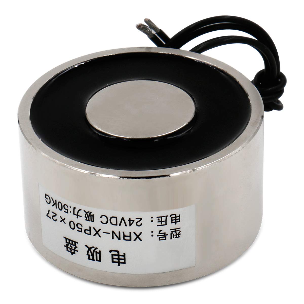 Heschen Electromagnet Magnet Solenoid P50/27, OD: 50mm, DC 24V, 50Kg/110 lb, silver - Image 4