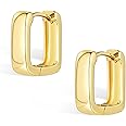 925 Sterling Silver Hoop Earrings for Women Trendy Hypoallergenic 14K Gold Plated Small Chunky Hoops Earrings Square Minimalist Thick Huggie Earing Jewelry Gifts