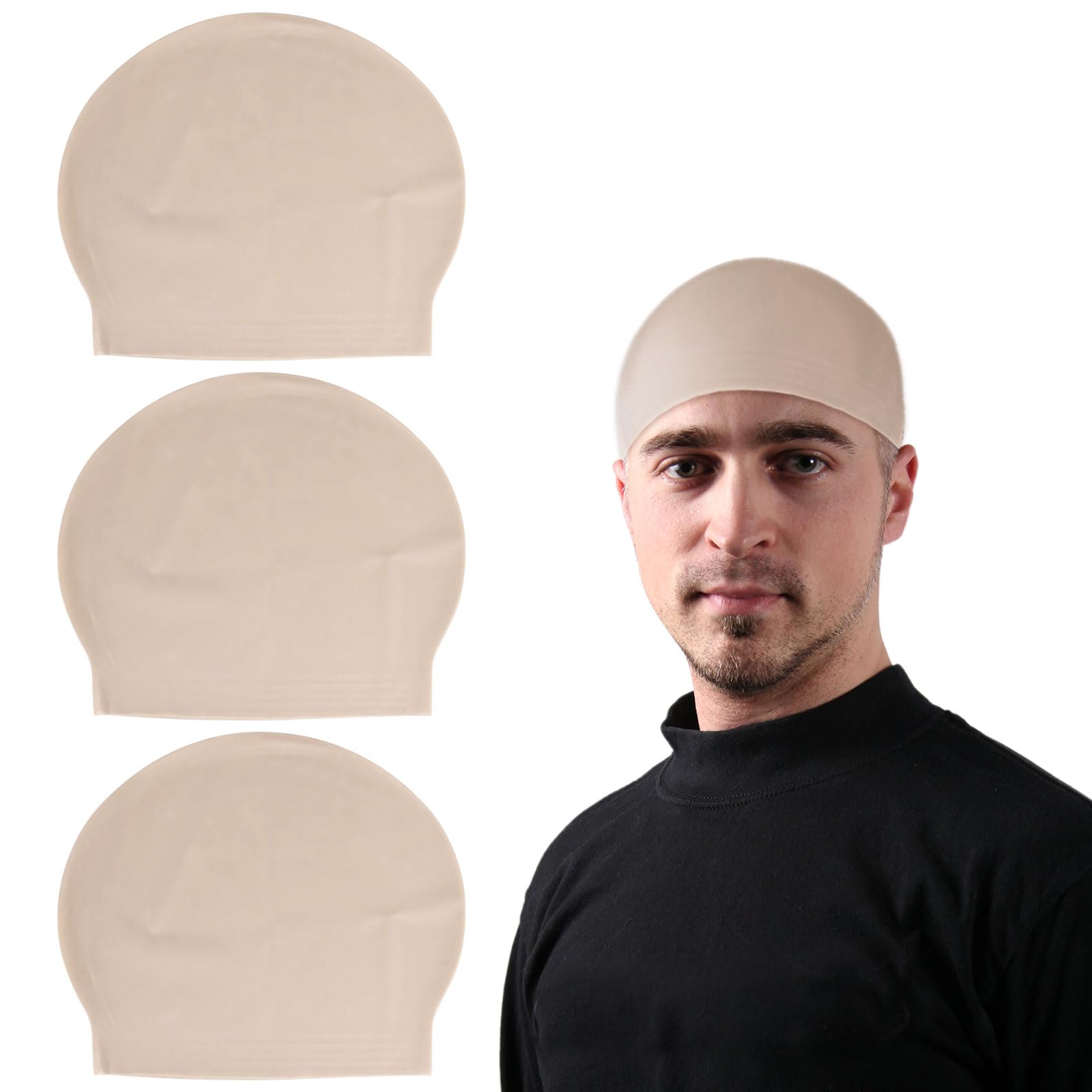 UILYNIU 3 Pcs Adult Latex Bald Cap Fancy Dress Bald Hat Wig Cap Wig Accessory Halloween Head Cap Fake Scalp for Cosplay Party