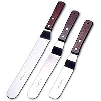 Cake Decorating Angled Icing Spatula Set of 6 8 & 10 Inch Wooden Handle Stainless Steel Offset Frosting Spatulas