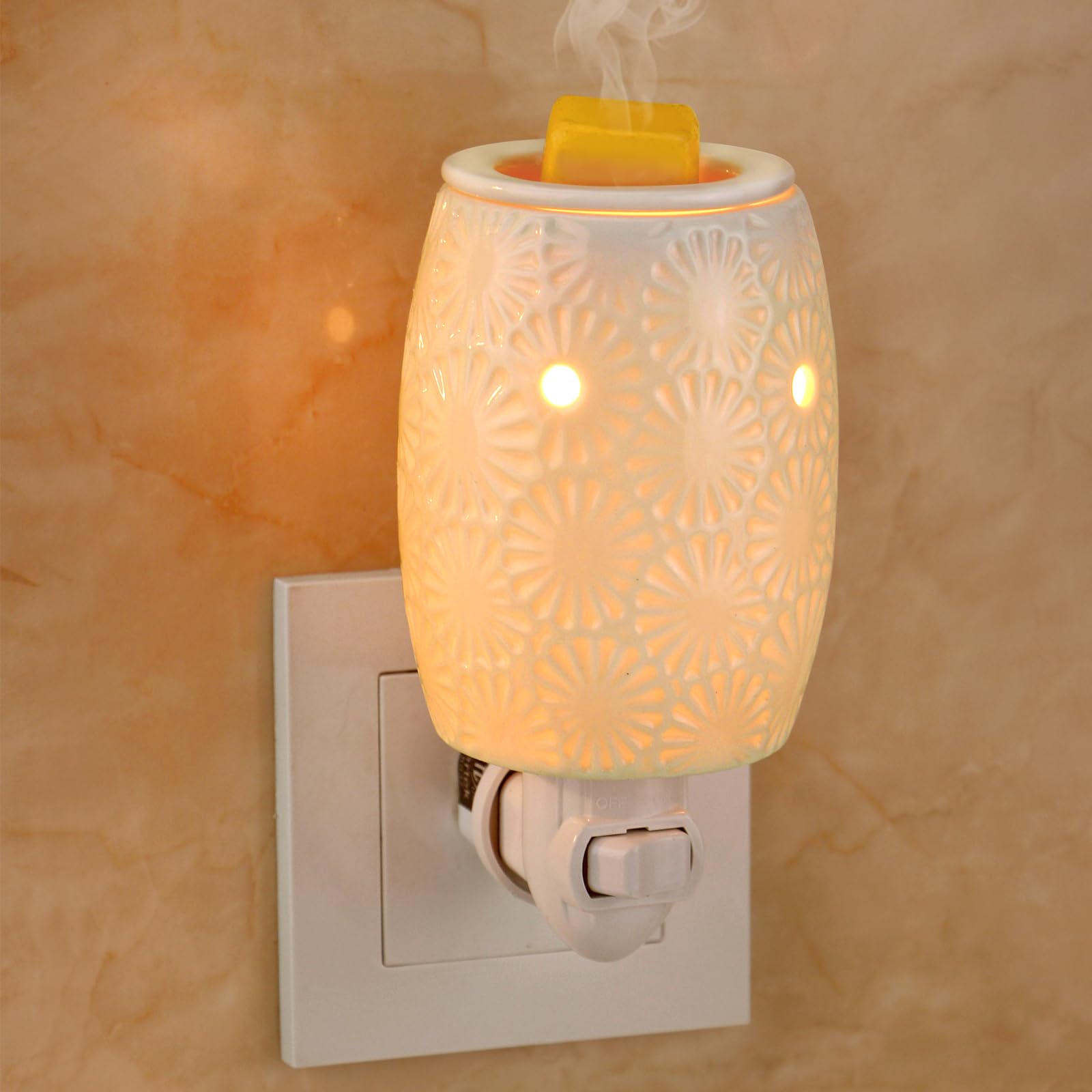 STAR MOON Ceramic Wax Melt Warmer, Plug in Wax Warmer for Scented, Scentsy Wax Warmer for Fragrance Oil, Night Light Wax Burner Decoration with Two Bulbs