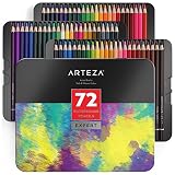 ARTEZA Professional Watercolor Pencils, Set of 72, Multi Colored Art Drawing Pencils in Bright Assorted Shades, Ideal for Coloring, Blending and Layering, Watercolor Techniques