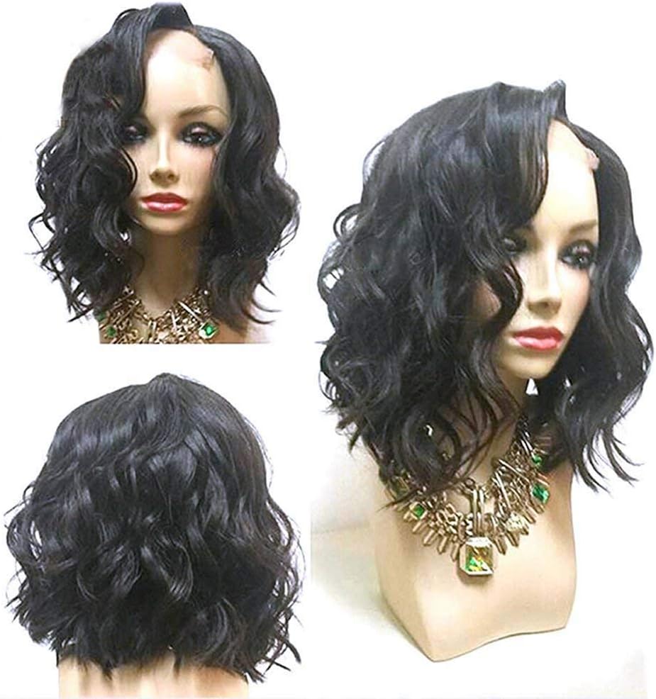 ALYSSA Hair Brazilian Virgin Human Hair Lace Front Wigs Glueless Body Wave Short Bob Human Hair Wig Side Part With Baby Hair For Black Women (14in #1b)