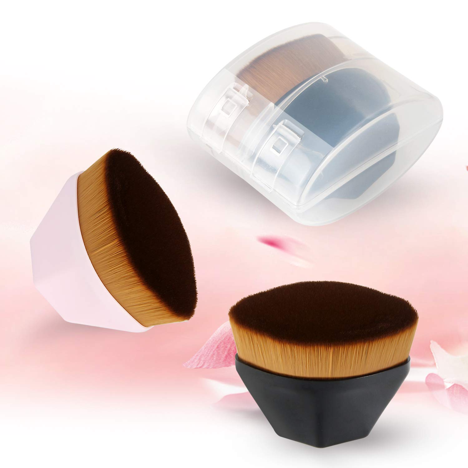 2 Pack Foundation Brush, Makeup Brush, Suitable for Mixed Liquid, Cream or Flawless Powder Cosmetics with 2 Pack Makeup Sponges: Beauty
