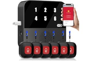 TLANGKJ Wireless Caregiver Pager Call Button for Elderly, 1 Calls Cell Phone Caregiver Alert with Call Light LED Number Display and 6 SOS Emergency Call Button for Seniors at Home
