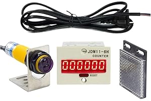 BINGOX 0-999999 Digital LED Counter +PhotoElectric Switch Sensor +Reflector Automatic Conveyor Belting 100-240VAC 6 Digits Mini Customer Traffic Counter Electronic Totalizer