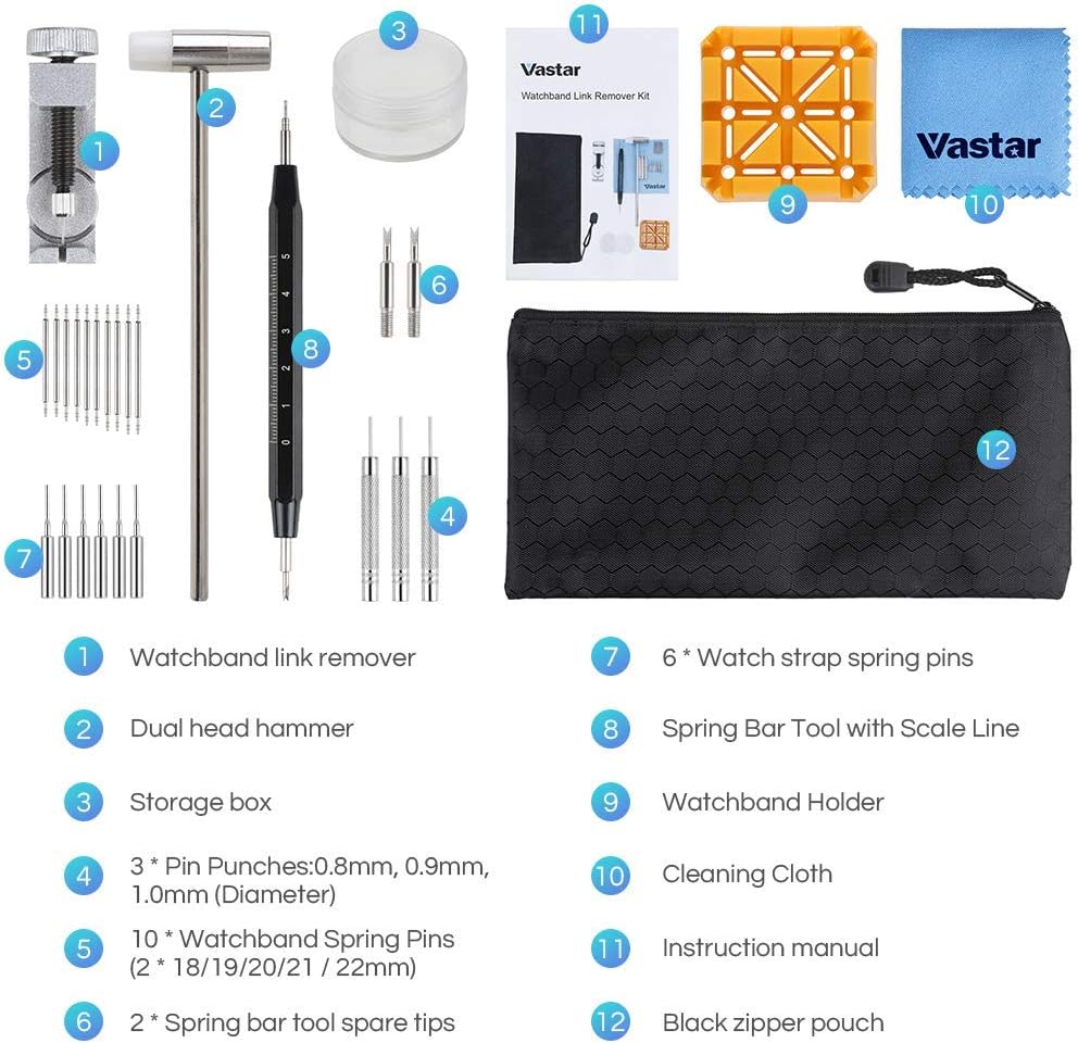 Vastar Watchband Link Remover Tool - Watch Repair Kit, 29 Pieces Watch Link Remover Kit: Home Improvement