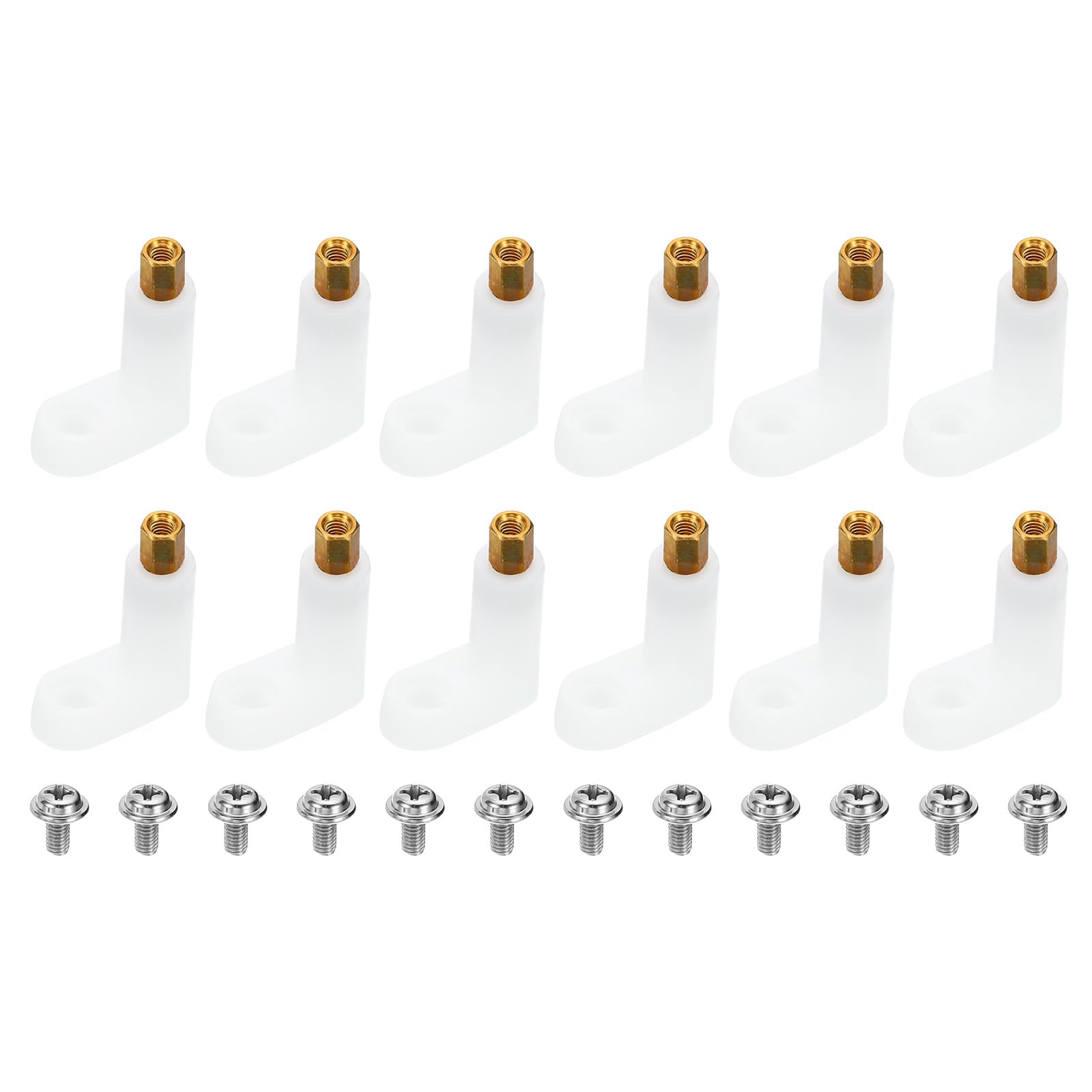 PATIKIL 25mm L Type PCB Spacer Kit, 12Pack PCB Insulated Board Motherboard Standoffs Plastic Foot Spacer Hardware with Mounting Screws, White