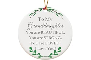 CHONG SHENG to My Granddaughter Christmas Ornament from Grandma and Grandpa, Granddaughter Christmas Ornament Keepsake 2024, Christmas Tree Hanging 3" Ceramic Ornament