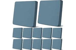 Newwiee 12 Pcs Patio Outdoor Cushion Covers Replacement Waterproof Stretch Sofa Couch Cushion Covers Washable Individual Couch Slipcovers Set Furniture Protector for Pets(20-27 Inch,Gray Blue)