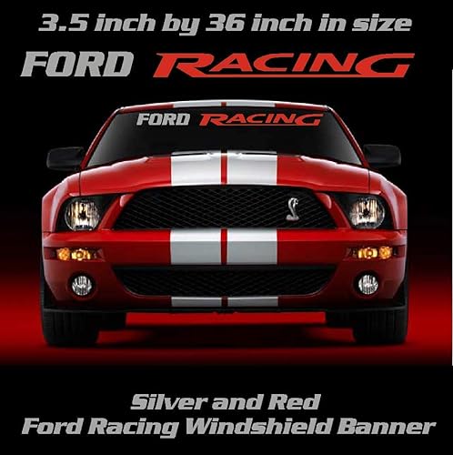 Amazon Com Silver And Red Ford Racing Windshield Banner Decal
