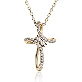 A+O Crystal Cross Necklace for Women in Sterling Silver, Gold, Rose Gold