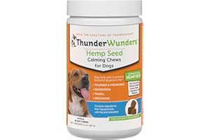 ThunderWunders Hemp Dog Calming Chews - Anxiety Supplement with Hemp Seed and Oil, Thiamine, L-Tryptophan, Melatonin and Ging