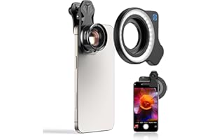 APEXEL Professional Macro Photography Lens with Fill Light for Smartphone, Macro Lenses for iPhone, Samsung, Galaxy, Android 