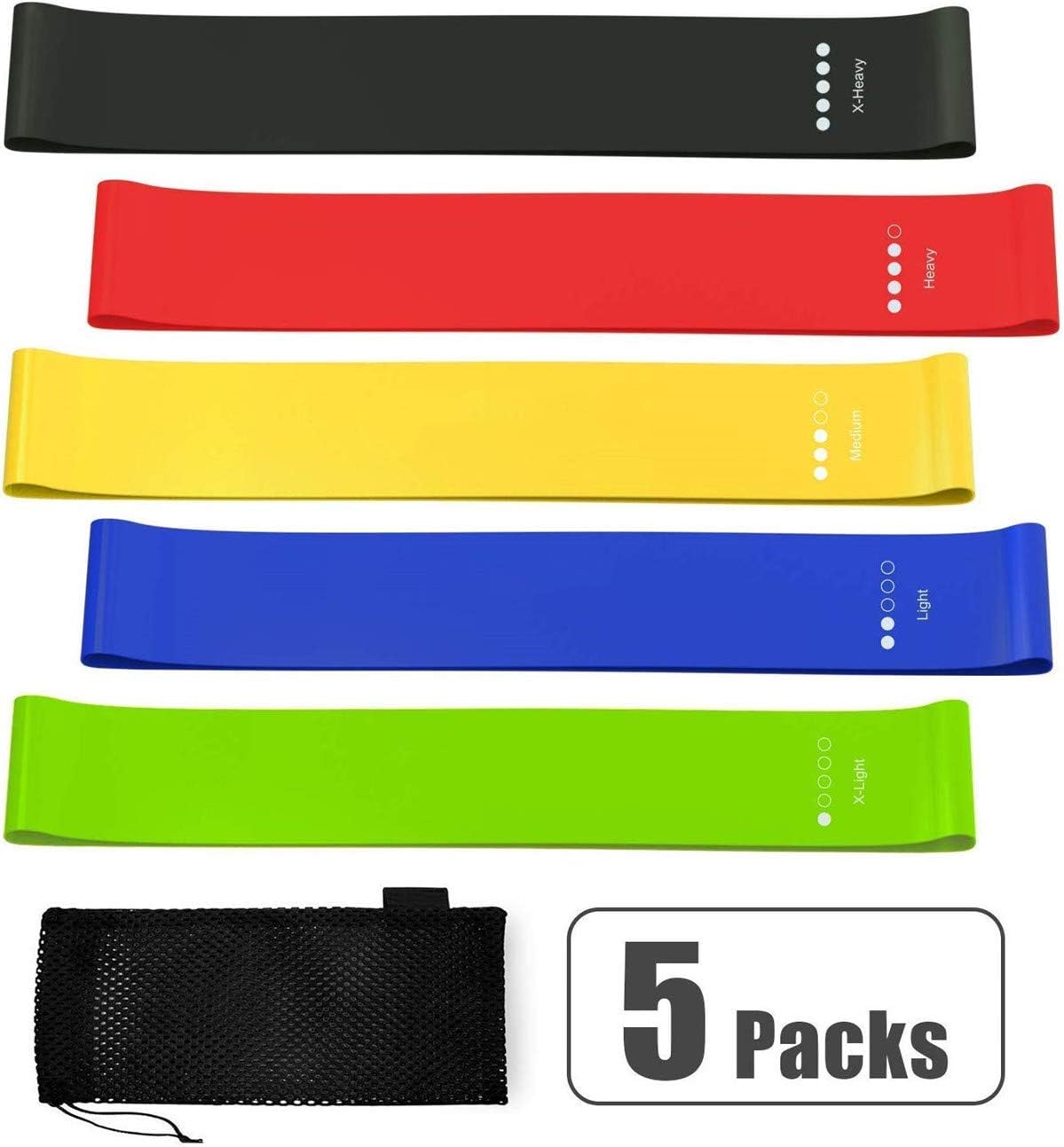 EXERCISE RESISTANCE BAND - 6.5ft - Resistance Bands for Legs Butt Arms Shoulder Yoga Pilates Physical Therapy  | Workout Stretch Bands for Men Women Seniors Kids | Exercises Chart | LATEX FREE