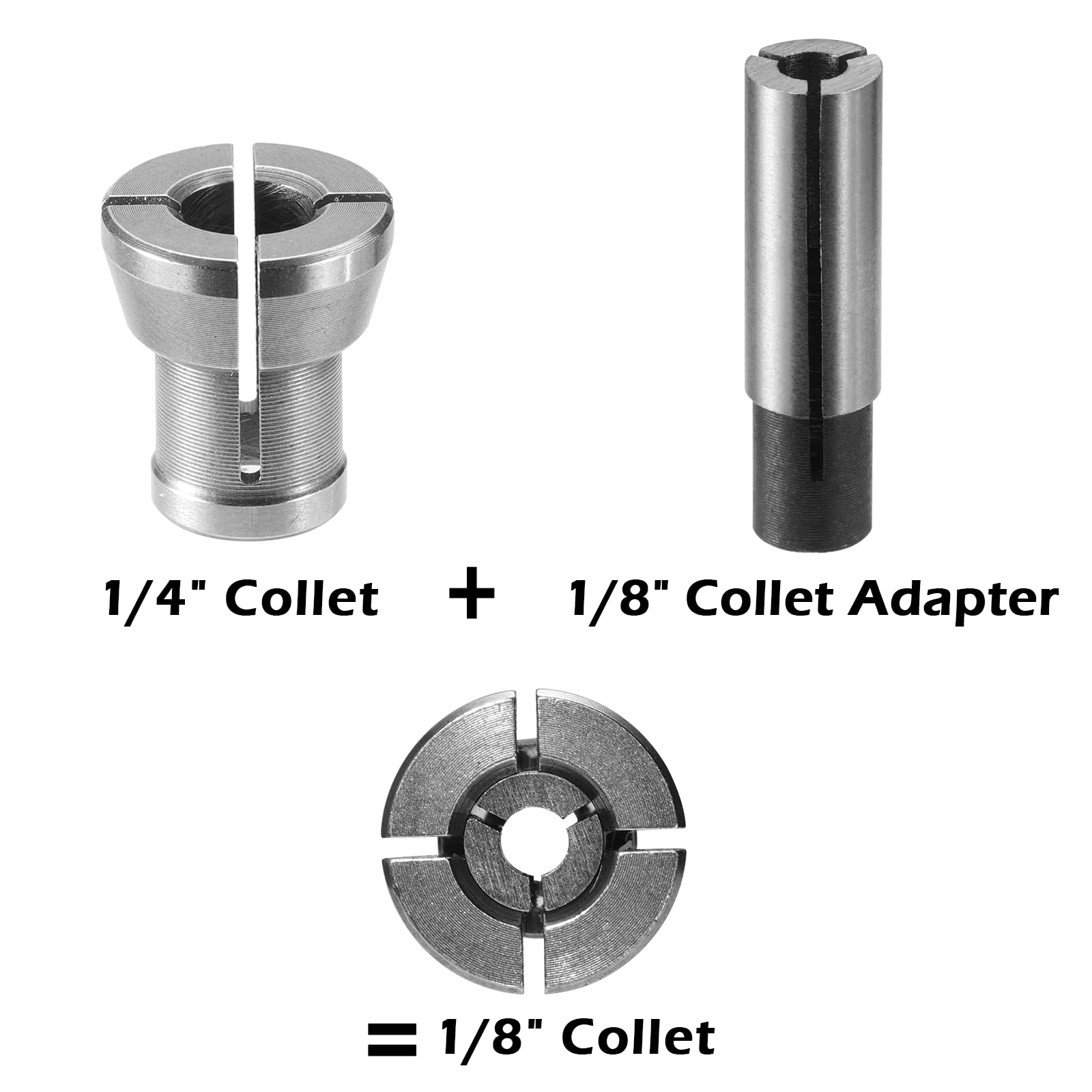 Genmitsu 4pcs Router Collet Adapter, 1/4″ to 1/8″ CNC Engraving Router Bit Collet Size Converter for Engraving Machine Tool, CNC Router, and Driver