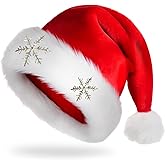EZIYIN Santa Hat,Christmas Hats for Adults,Unisex Classic Velvet Santa Hats for Xmas New Year Party & Gifts