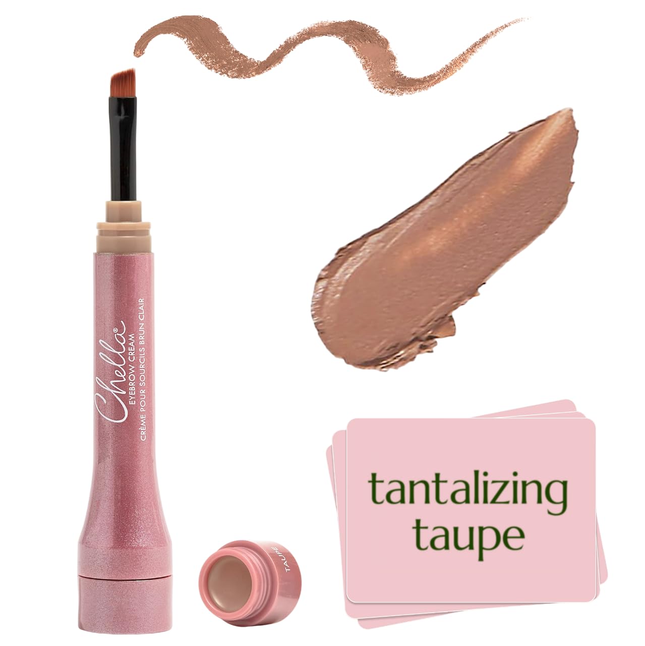 Chella Eyebrow Cream, Tantalizing Taupe - Vegan, Cruelty Free, Paraben Free, Gluten Free - Long Wearing, Velvet Consistency, Water Resistant