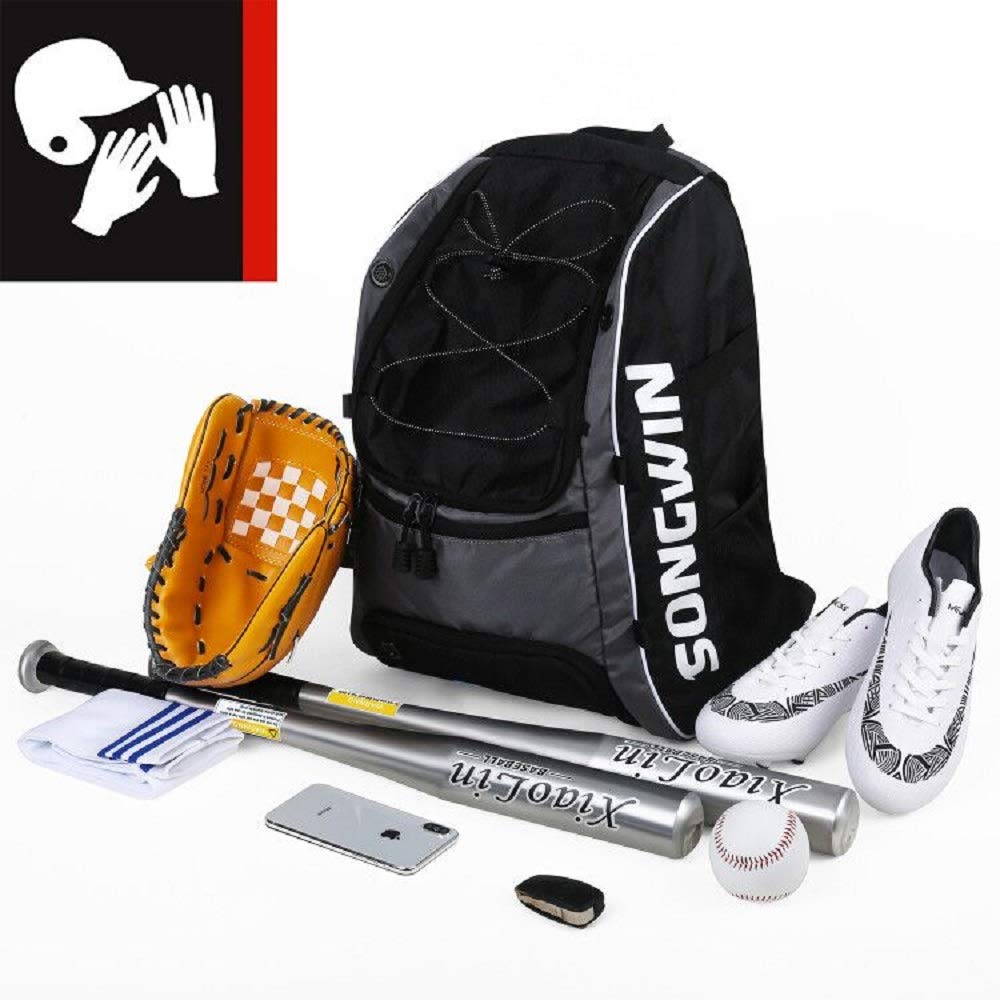 Softball Bag with Fence Hook and Shoe Compartment Holds TBall Caps and