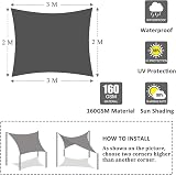 Yeahmart Rectangle Sun Shade Sail 2x3m with Fixing Kit Blue Waterproof UV Block view 7