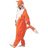 YEKRUTCOS Adult Fox Onesie Halloween Costume Animal One-Piece Cosplay Pajamas for Women and Men