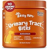 Zesty Paws Cranberry Supplement for Dogs - Bacon, 90 Ct | Senior Dog Vitamins with Cranberry for Urinary Tract Support - with D-Mannose, Vitamin B6 &amp; L-Arginine