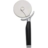 KitchenAid Classic Pizza Wheel with Sharp Blade For Cutting Through Crusts, Pies and More, Built In Finger Guard for Safety and Comfort Grip to Protect Fingers, Dishwasher Safe, 9-Inch, Black