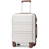 Kono 20'' Carry on Luggage with Spinner Wheel TSA Lock, Lightweight PC+ABS Hardside Luggage Small Carry on Suitcase White