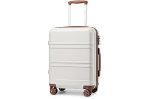 Kono 20'' Carry on Luggage with Spinner Wheel TSA Lock, Lightweight PC+ABS Hardside Luggage Small Carry on Suitcase White