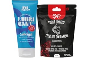 Sensual delights kit for friends, boyfriends, or girlfriends. Contains one edible lingerie set and one strawberry-flavored bo