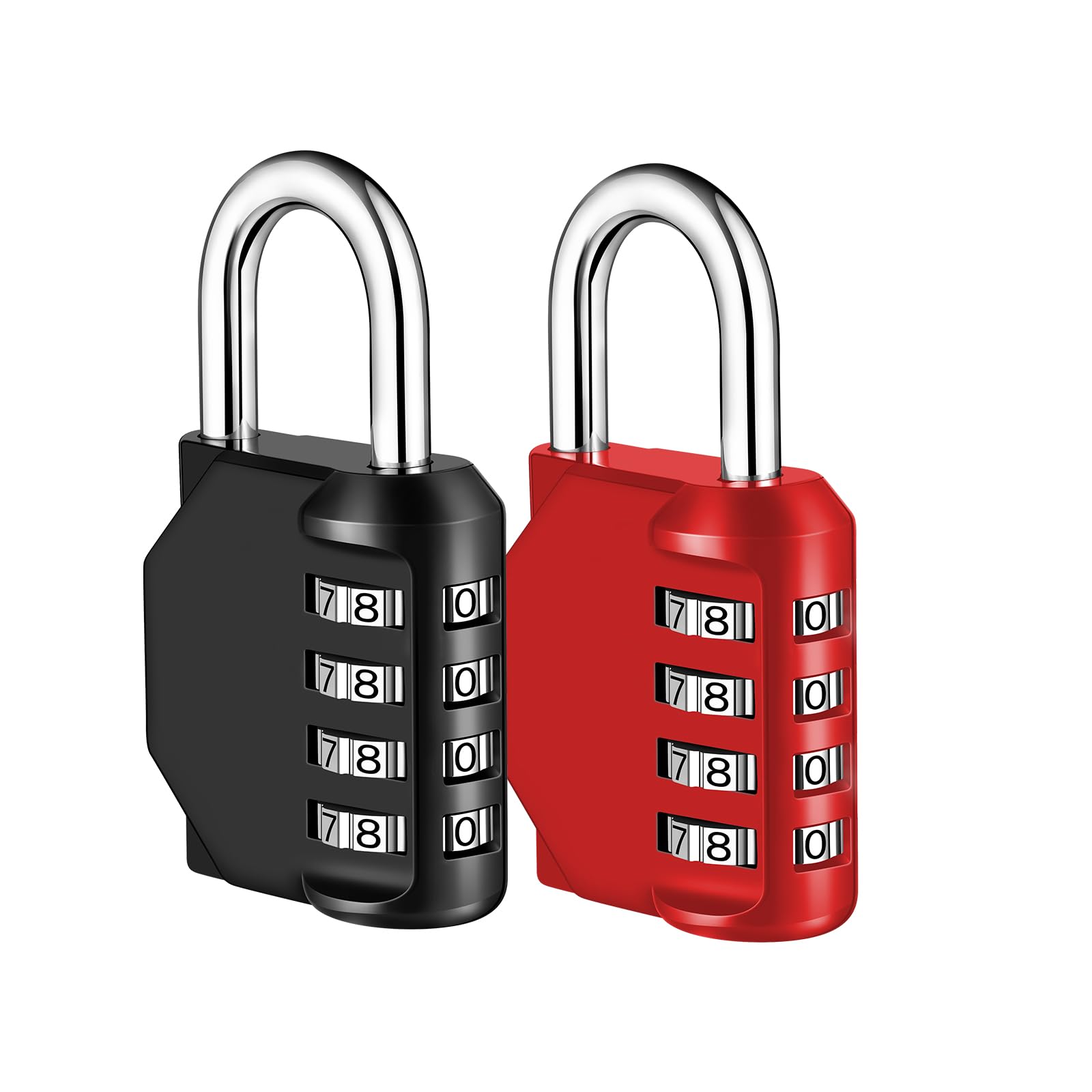 NAGE Combination Padlock, Locker Padlocks 4 Digit, Gym Padlock for Locker, Padlocks Outdoor Heavy Duty Waterproof, Code Lock for Toolbox, Backyard Fence Gate, Sheds, Garage Door (2P, Black Y Red)