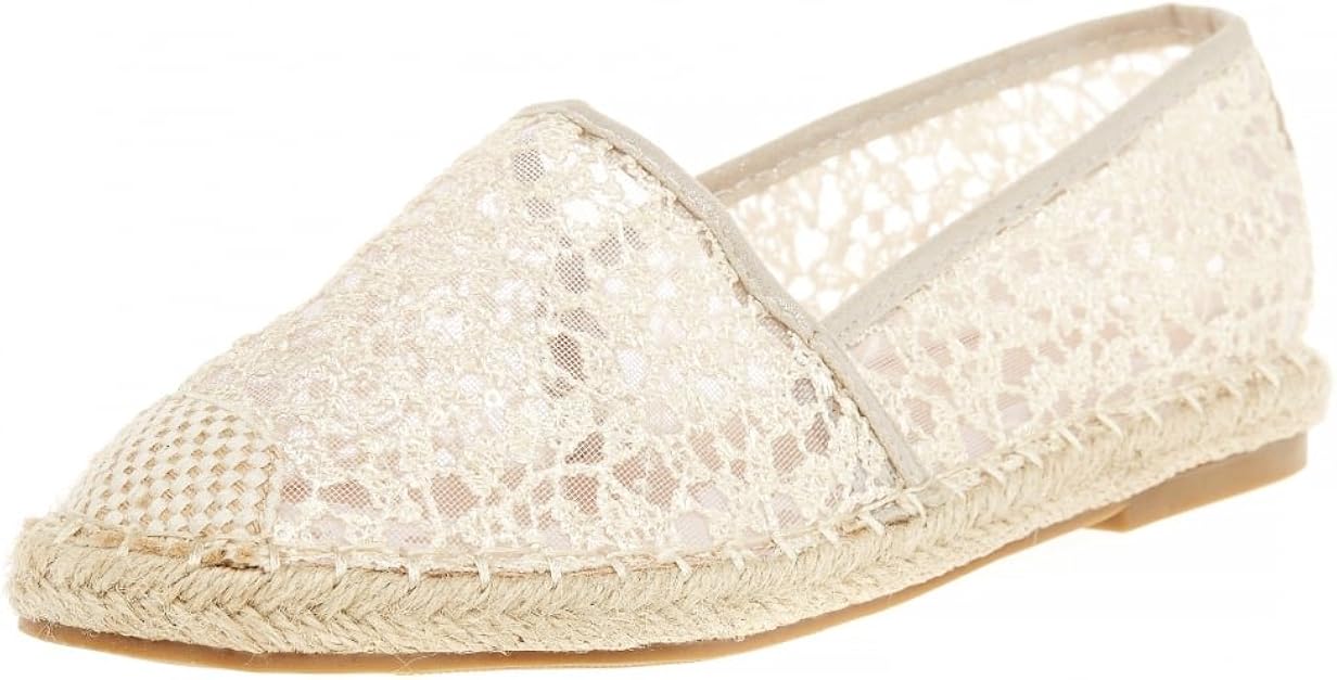 Amazon.com | Blue Inc Woman Womens Beige Plain Slip On Espadrille Plimsolls Casual Shoes 10.5 