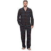Ashford & Brooks Men’s Flannel Long Sleeve Pajamas Set Plaid Sleepwear & Loungewear Button Down PJ Set