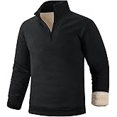 Gihuo Men's Quarter Zip Sweatshirts Winter Warm Sherpa Fleece Lined Pullover Sweatshirts