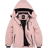 FARVALUE Girls Waterproof Skiing Jacket Windproof Winter Coat Warm Snow Coat with Removable Hood