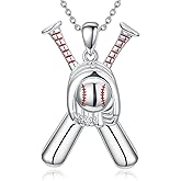 EKJQB Baseball Necklace For Women And Men 925 Sterling Silver Sports Inspiring Jewelry Birthday Christmas Gifts For Sport Fans Baseball Lovers, 18"+2'' Silver Chain